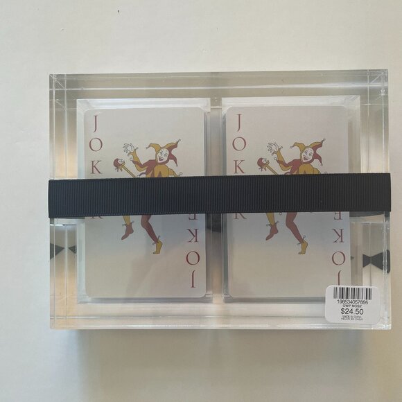 Two decks of playing cards in decorative lucite box. Brand New! - Picture 2 of 4